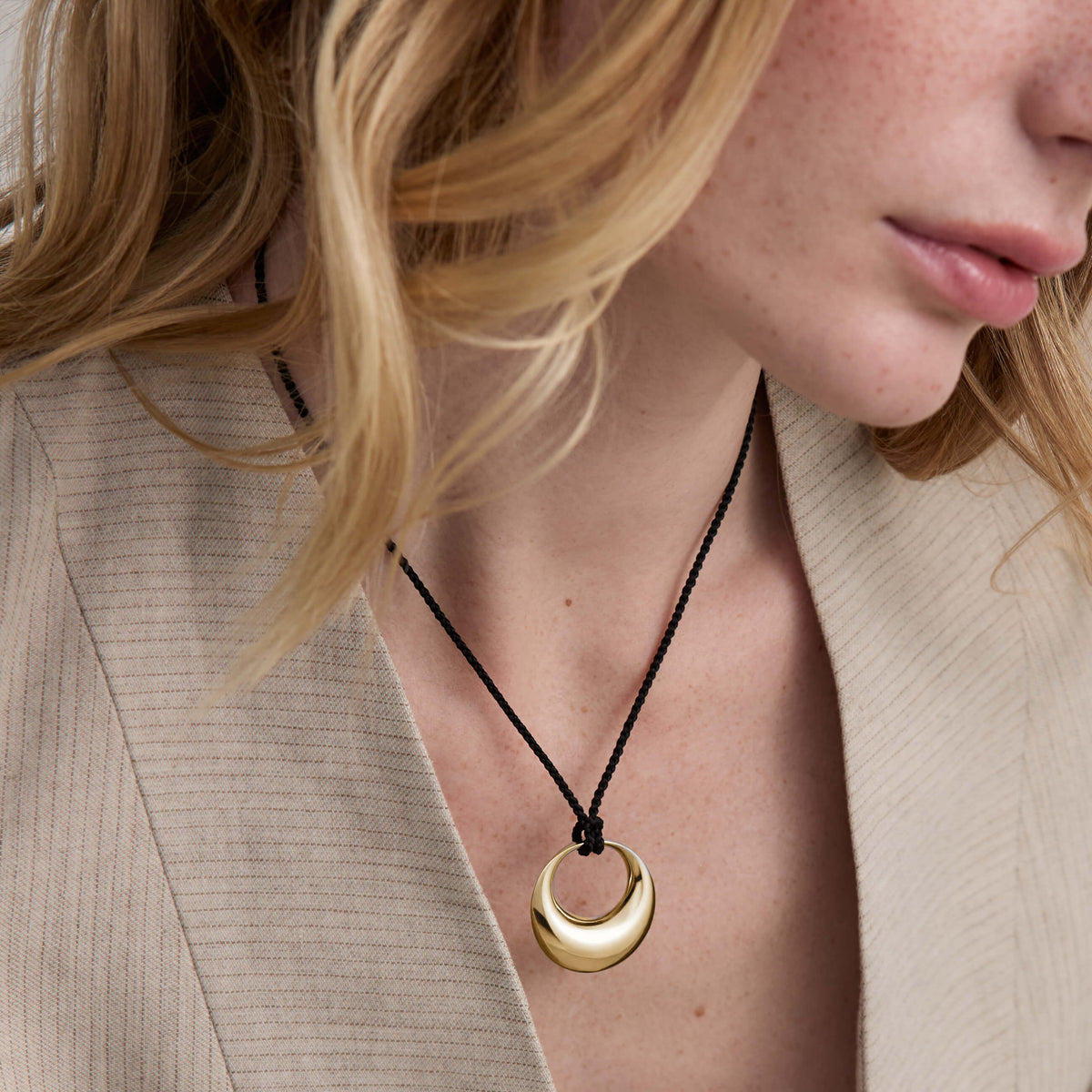 Equilibrium Cord Pendant, Medium - Gold On Model