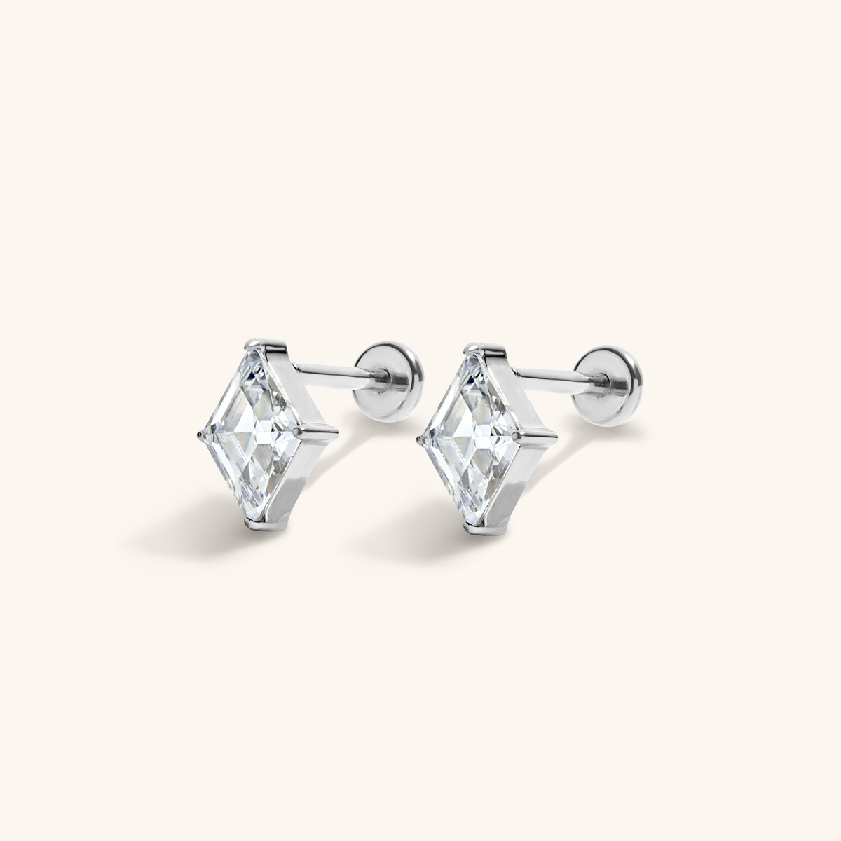 Celestial Crystal Lozenge Nap Earrings - Silver
