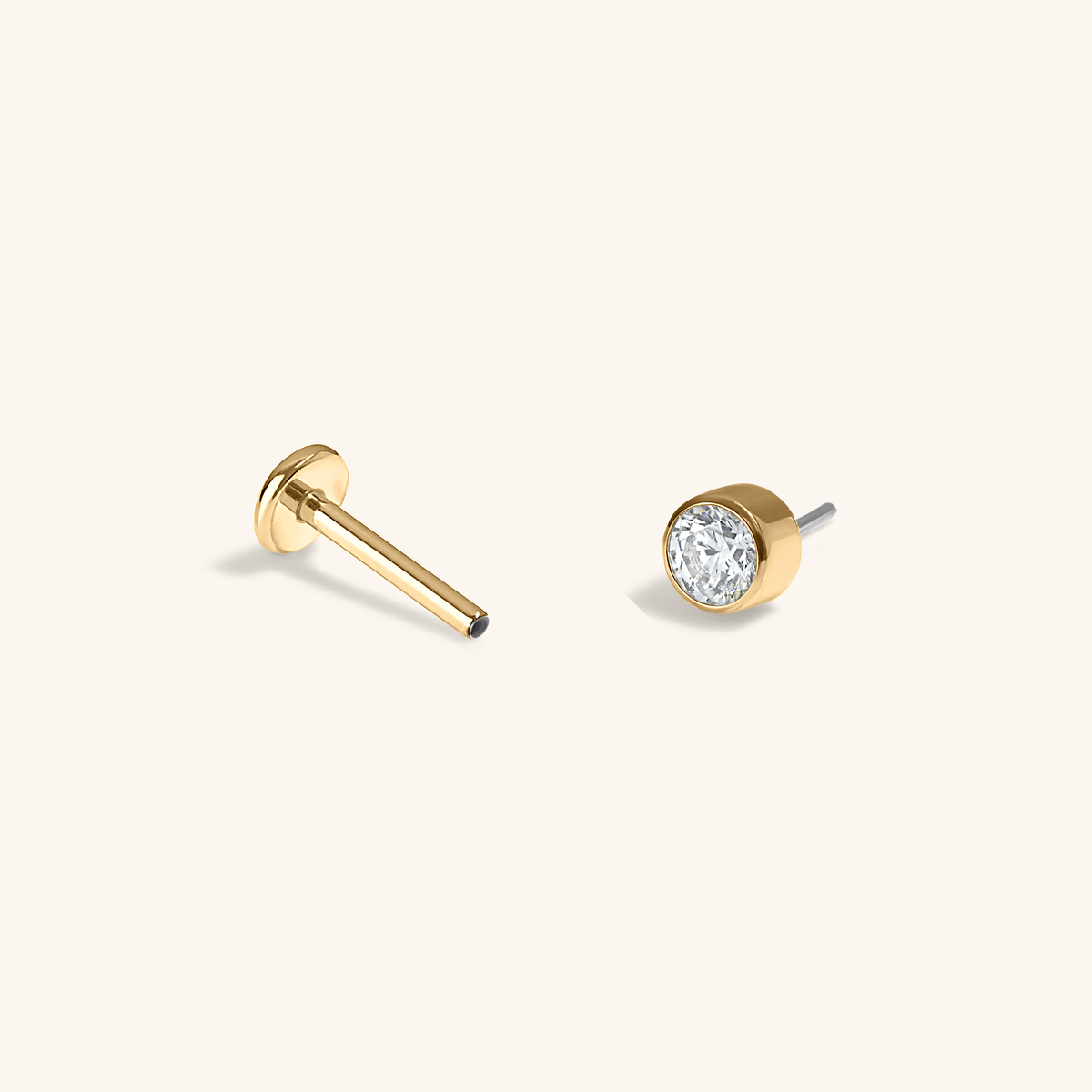 Celestial Crystal Bezel Solitaire Nap Earrings (Gold)