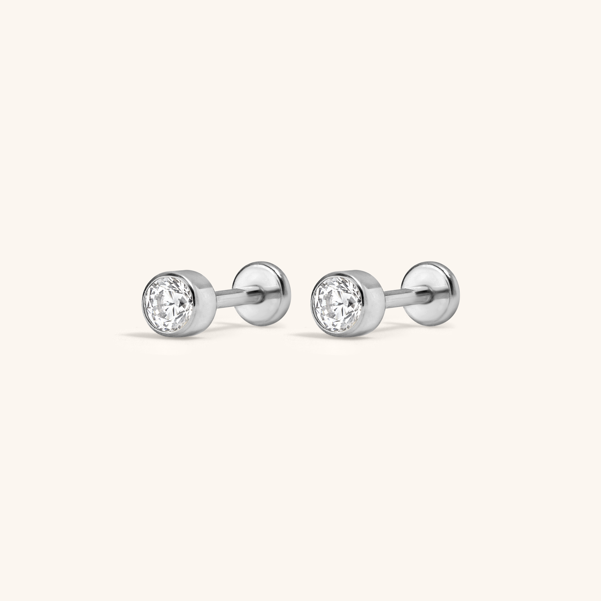 Celestial Crystal Bezel Solitaire Nap Earrings - Silver