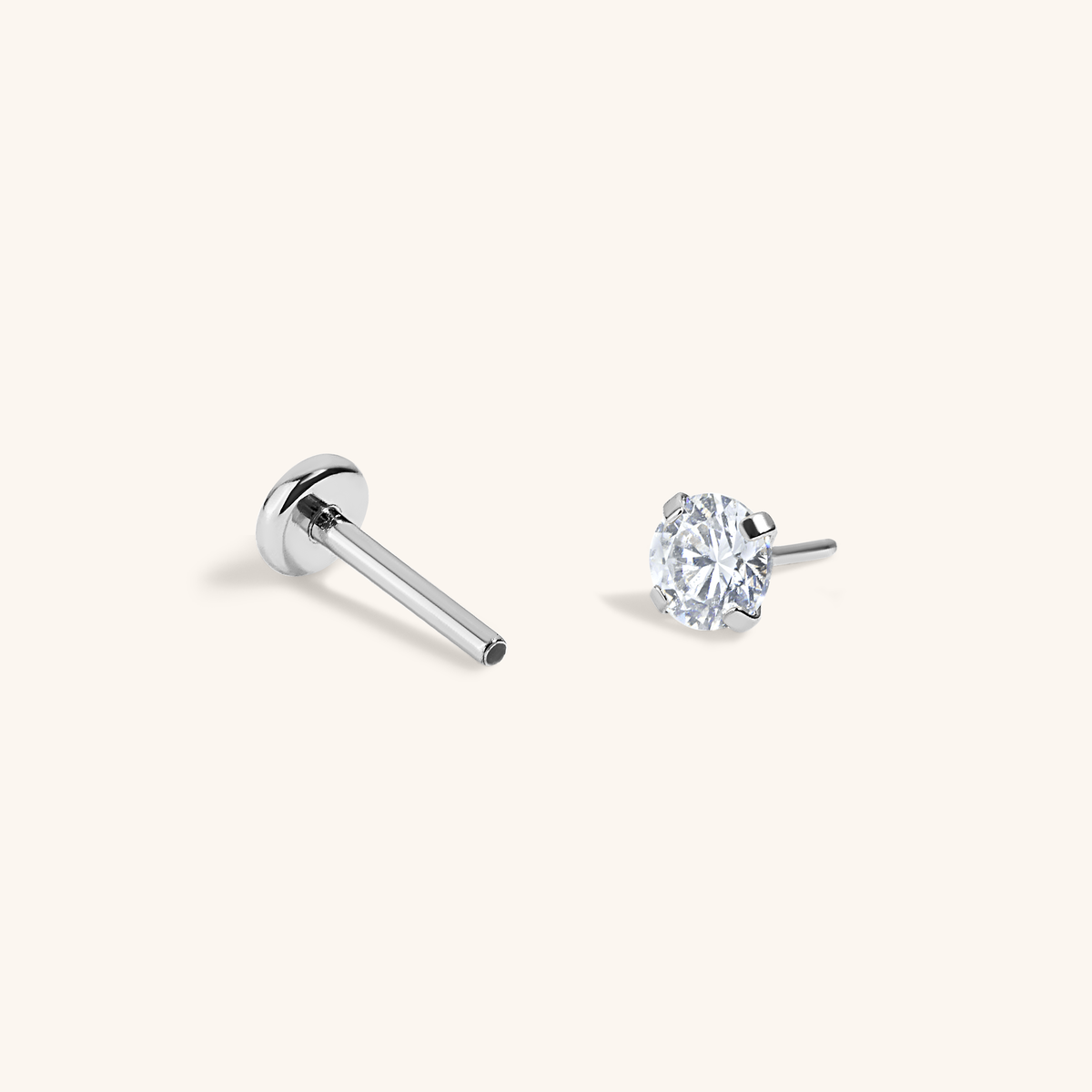 Celestial Crystal Solitaire Nap Earrings, 3mm (silver)