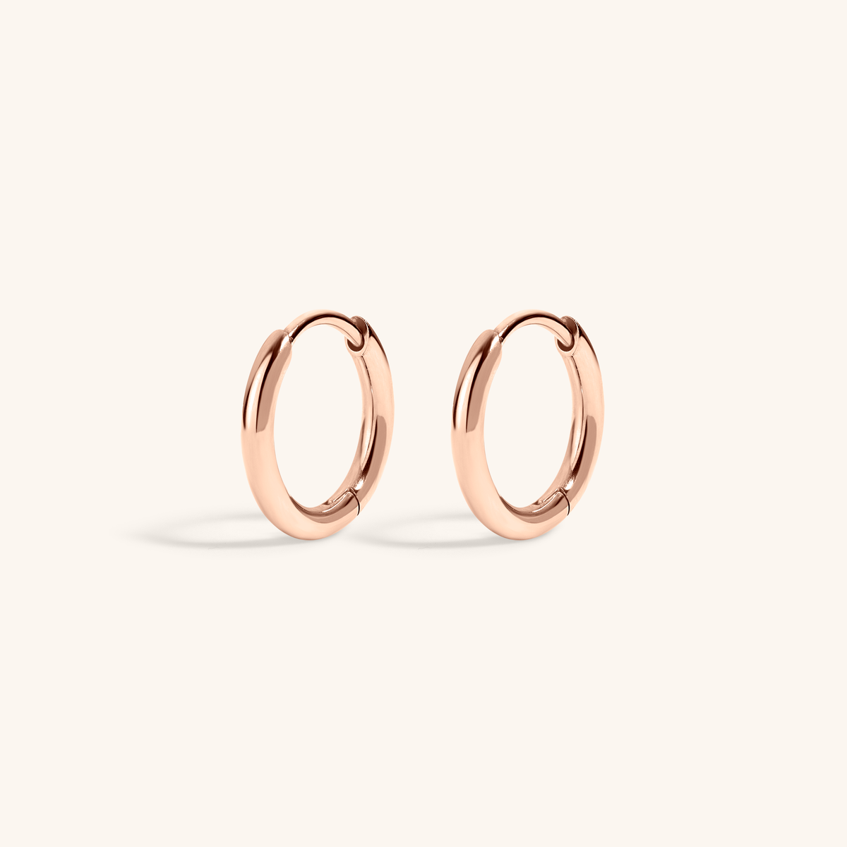 Classic Huggie Hoops, 11mm Rose Gold)