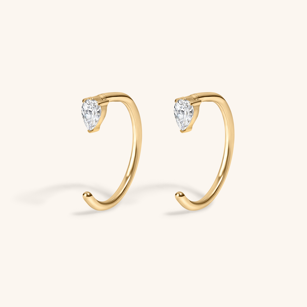 Pear Open Huggie Hoops (Gold)