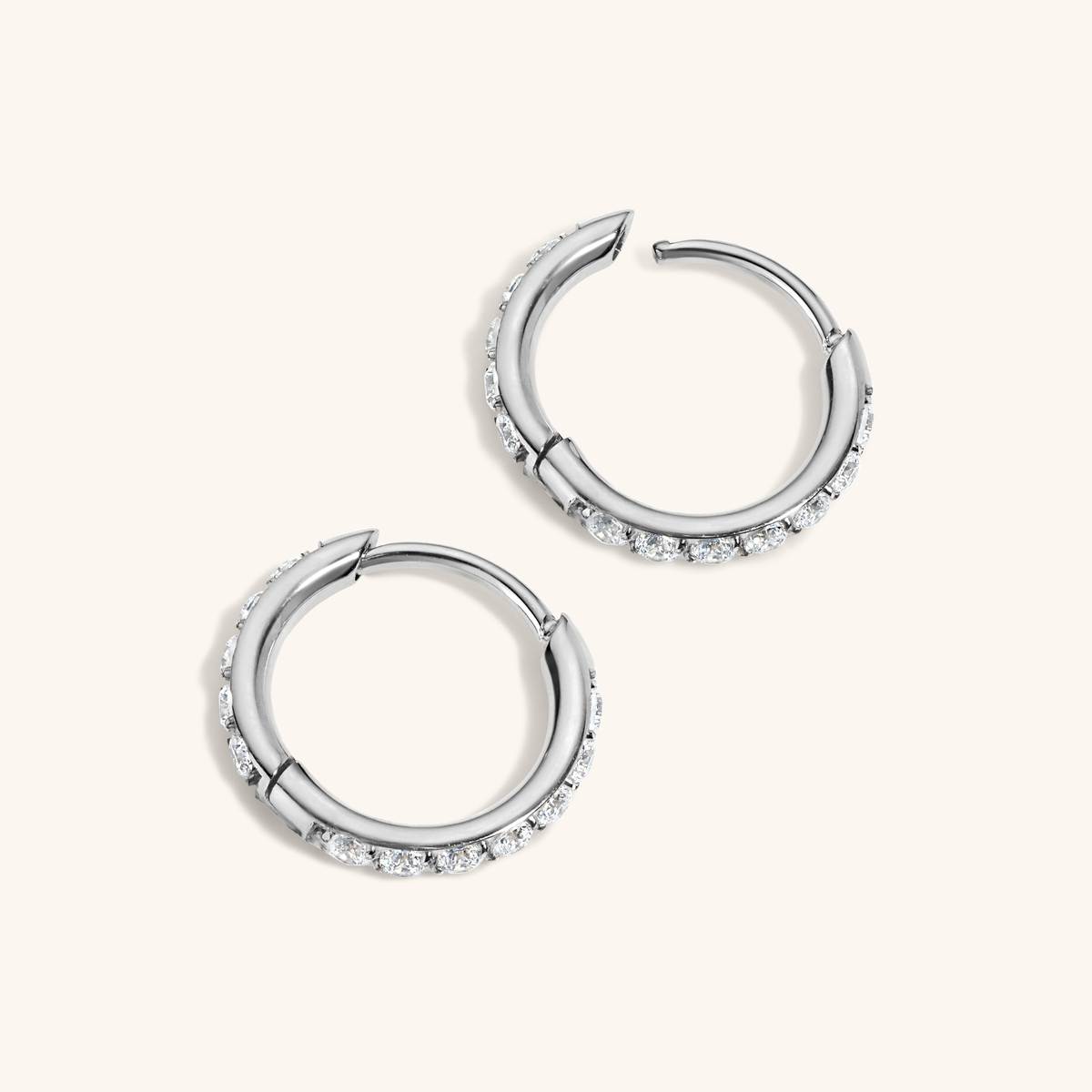 Pave Huggie Hoops, 11mm (Silver)
