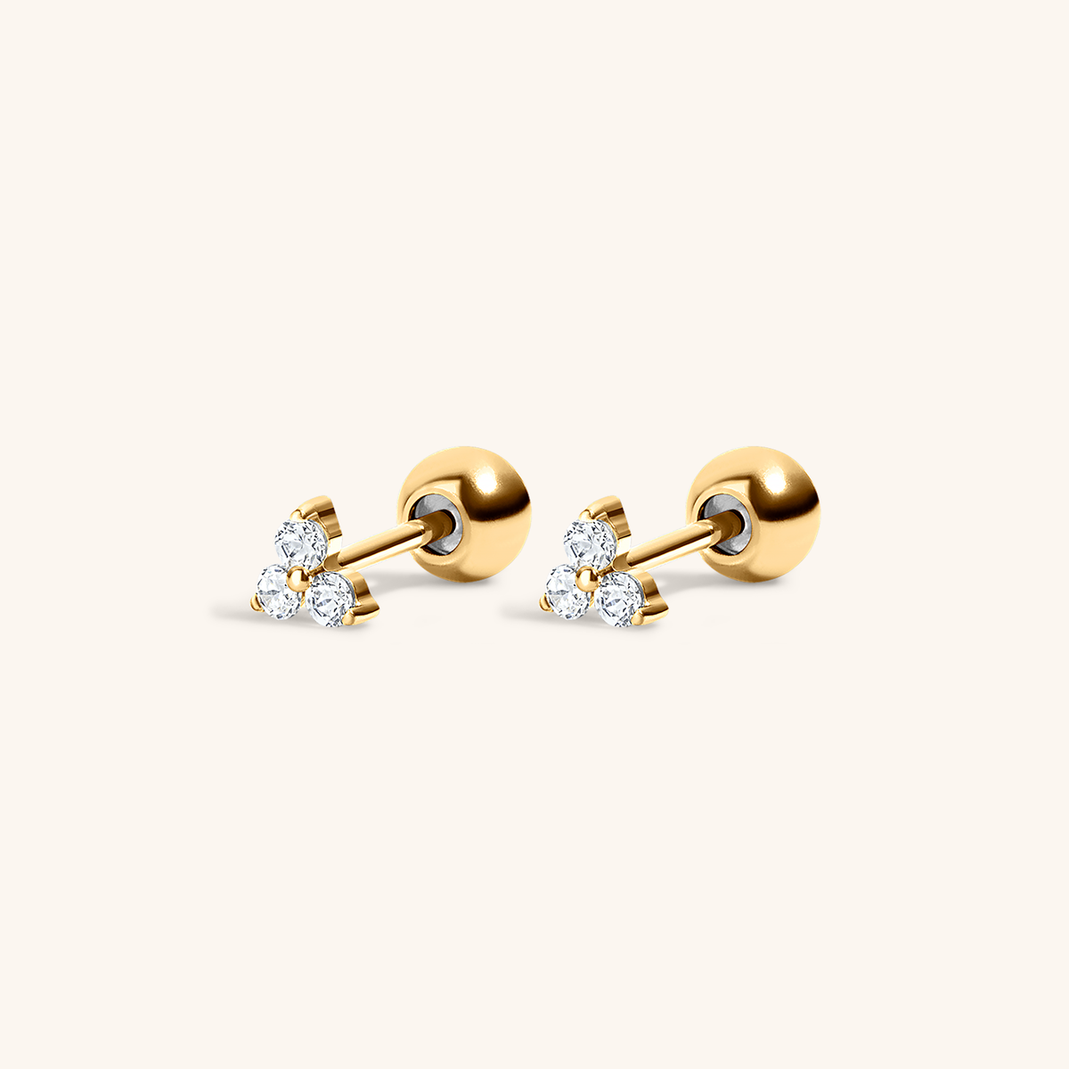 Crystal Trinity Studs (Gold)