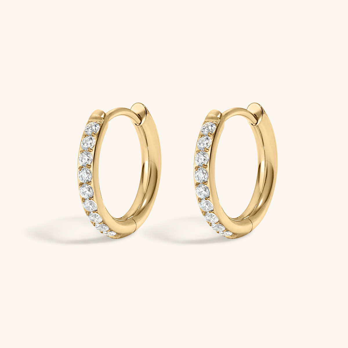 Pave Hoops, 14mm (Gold)