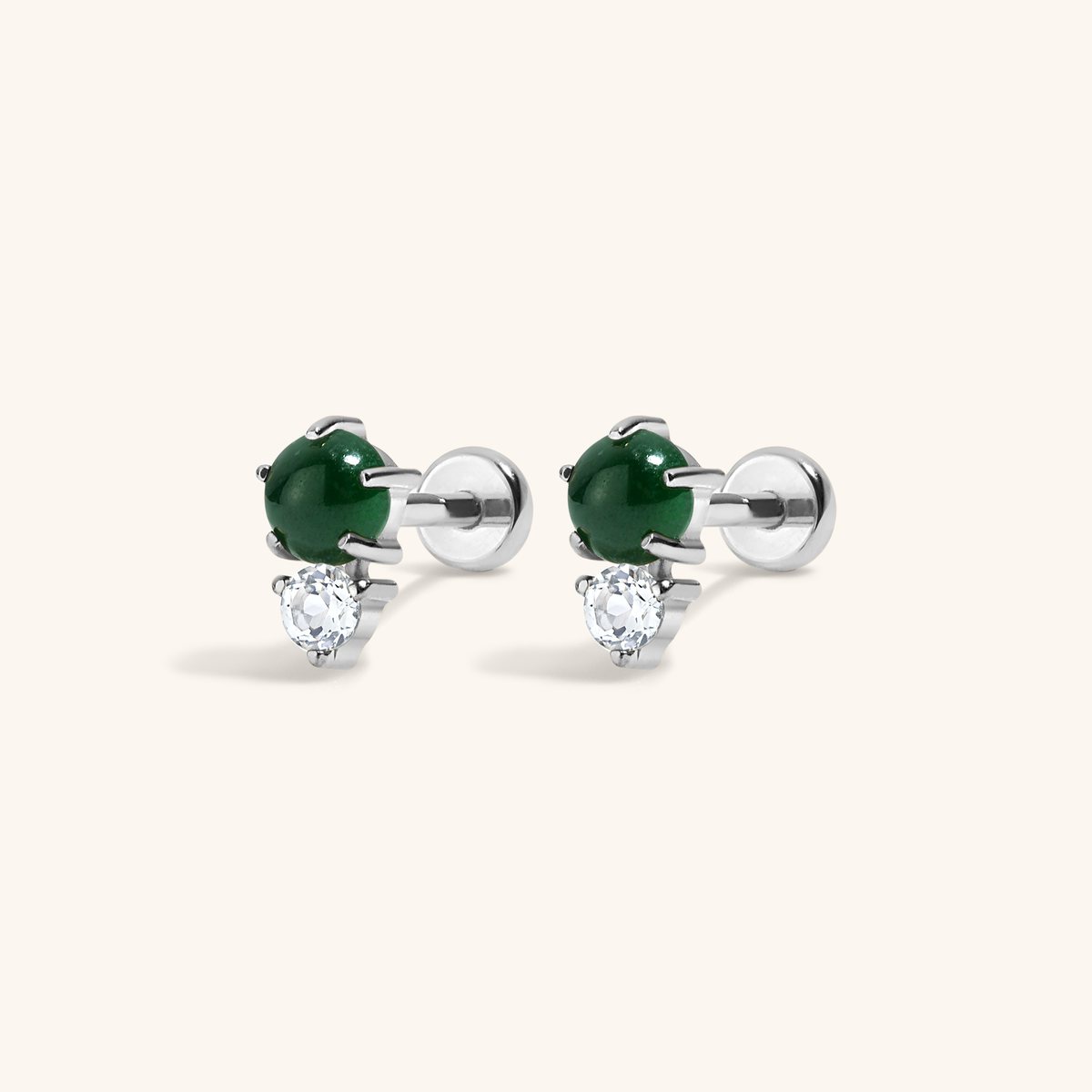 Jade and White Topaz Nap Earrings (Silver)