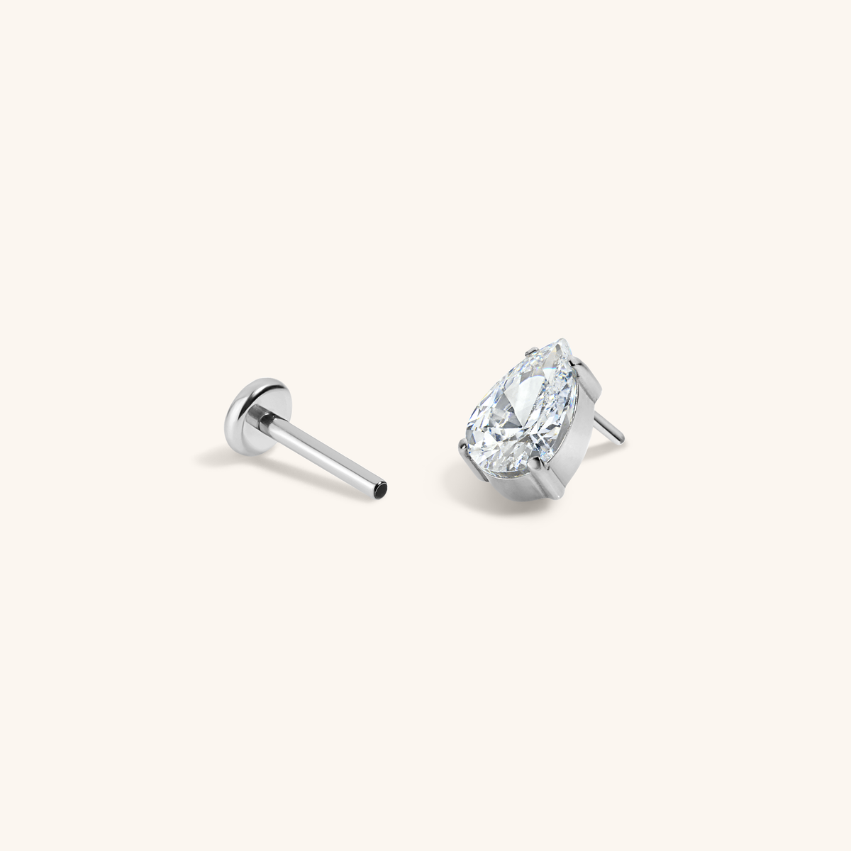 Celestial Crystal Pear Nap Earrings, 6mm (Silver)