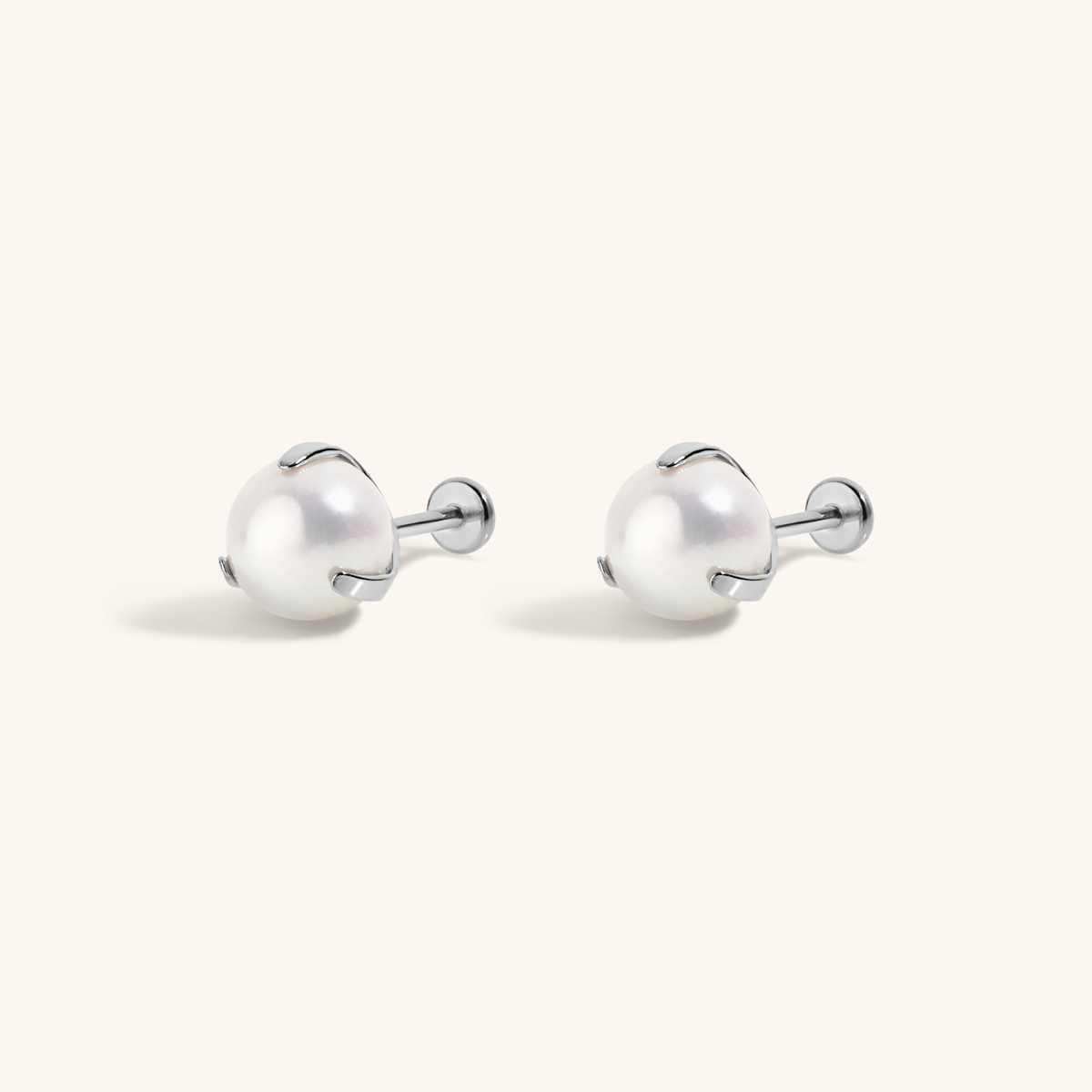 Pearl Nap Earrings, 6mm (Silver)