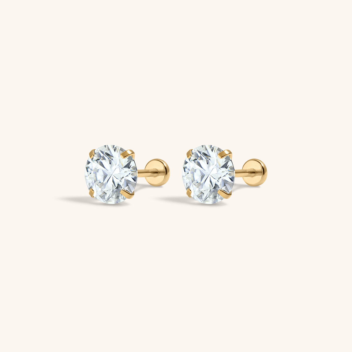 Celestial Crystal Solitaire Nap Earrings, 6mm (Gold)