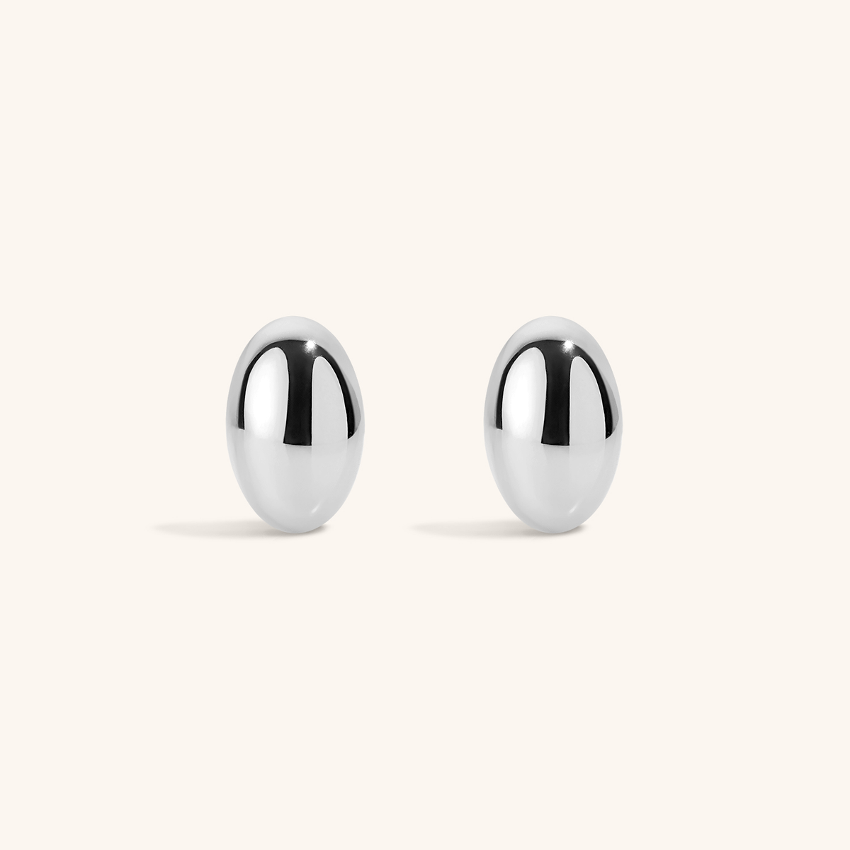 Oversized Oval Studs in Silver