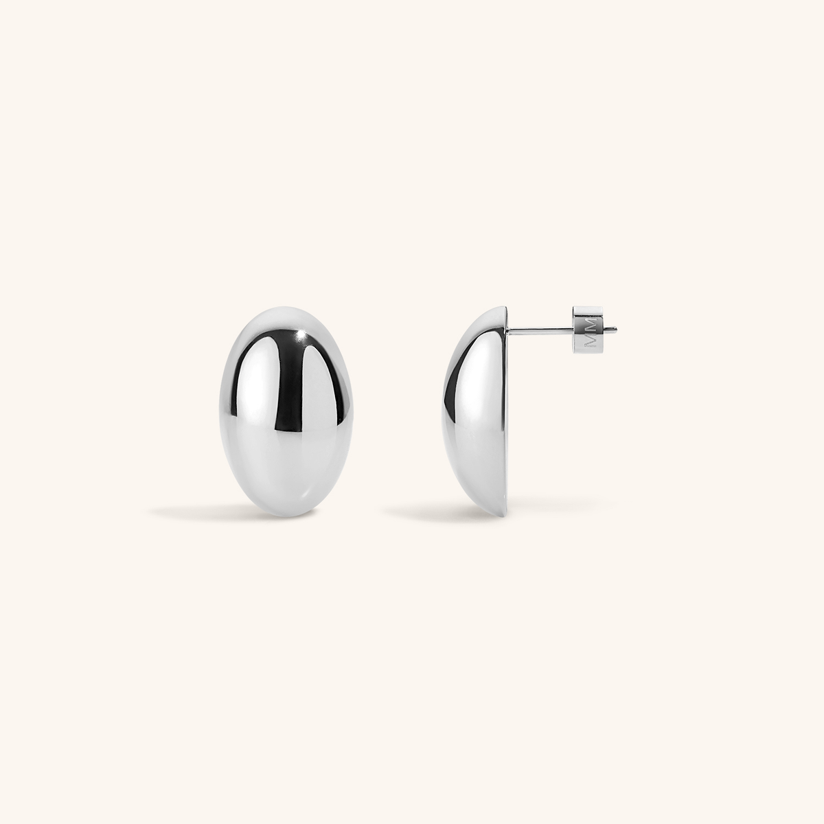 Oversized Oval Studs in Silver