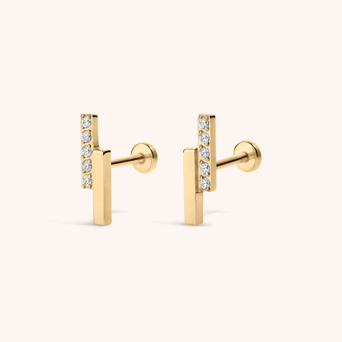 Pave Lightning Bar Nap Earrings - Gold