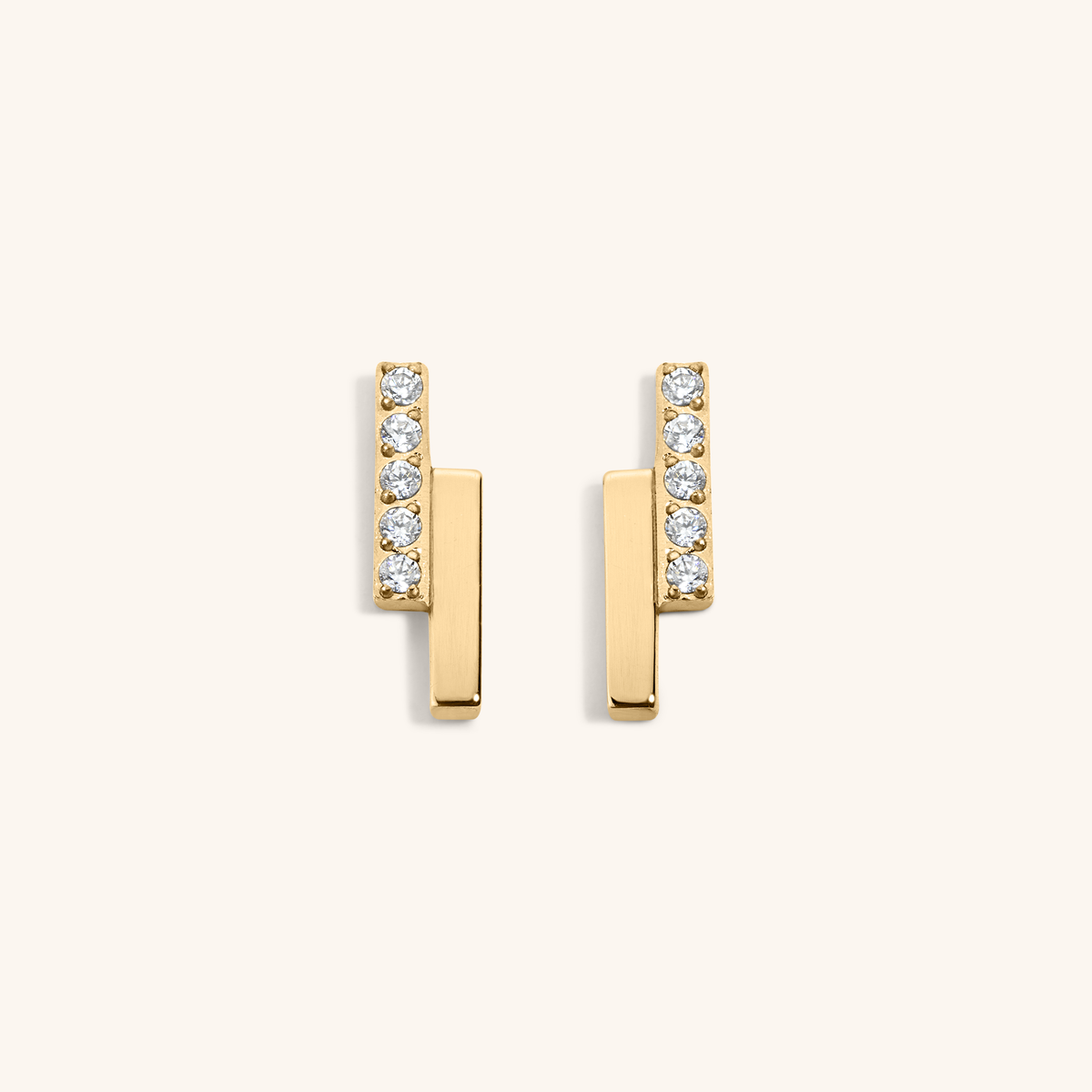 Pave Lightning Bar Nap Earrings - Gold