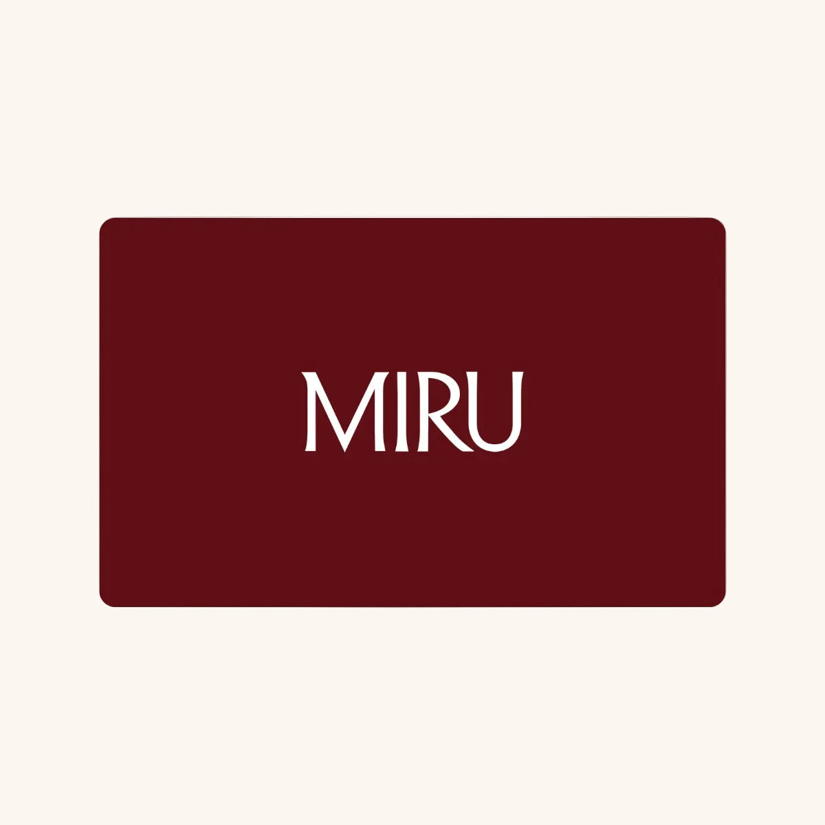 Red card with 'MIRU' text on a white background