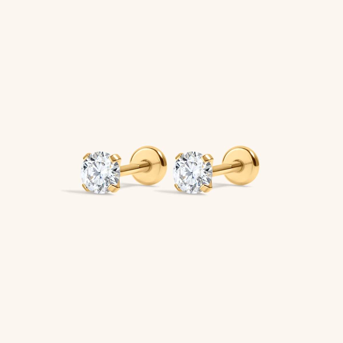 Moissanite Nap Earrings, 3mm (Gold)
