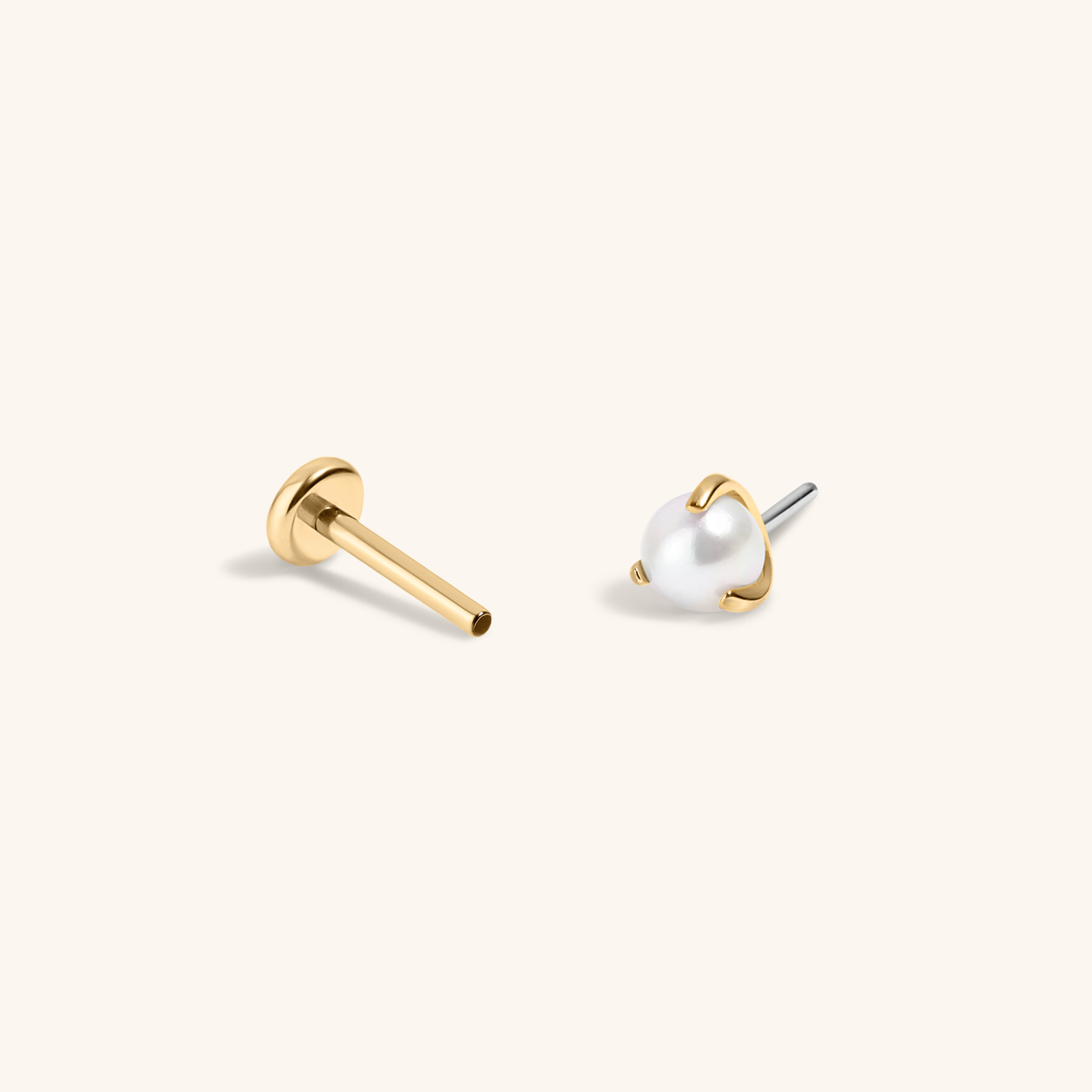 Pearl Nap Earrings, 3mm (Gold)