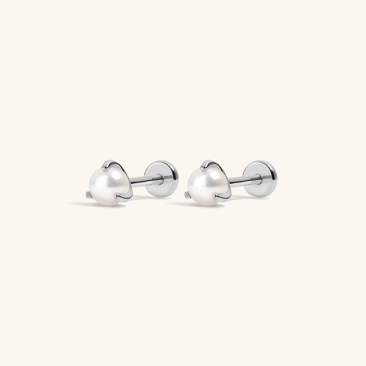 Pearl Nap Earrings, 3mm (Silver)