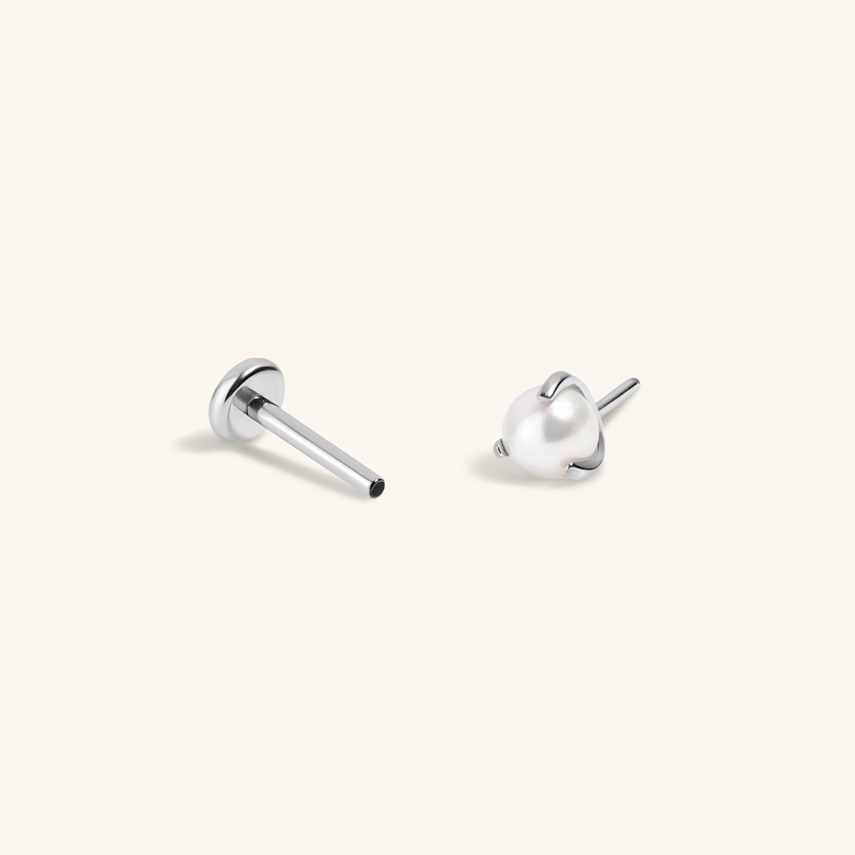 Pearl Nap Earrings, 3mm (Silver)