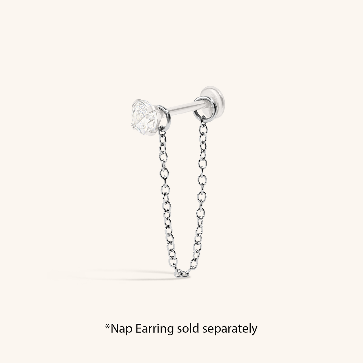 Single Removable Connector Chain on Nap Earring Sold Separately - Silver
