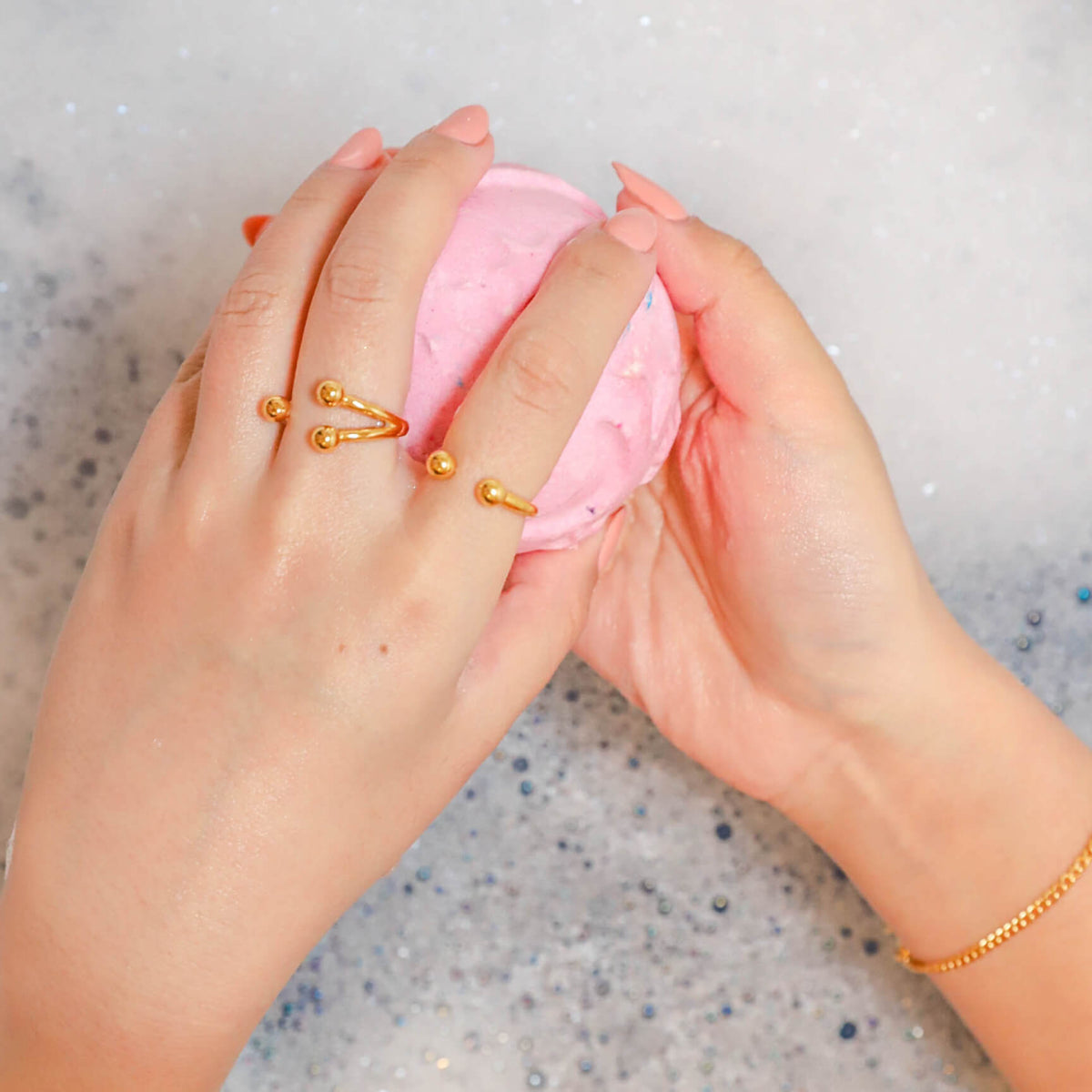 Floating Orb Ring II and III (Gold) on model