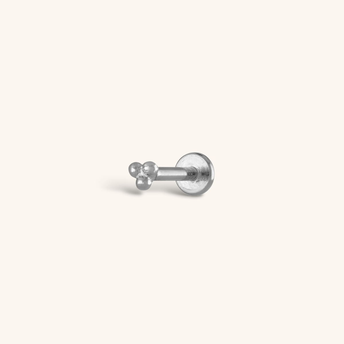 Trinity Threaded Flat Back Earring (Titanium - Silver)
