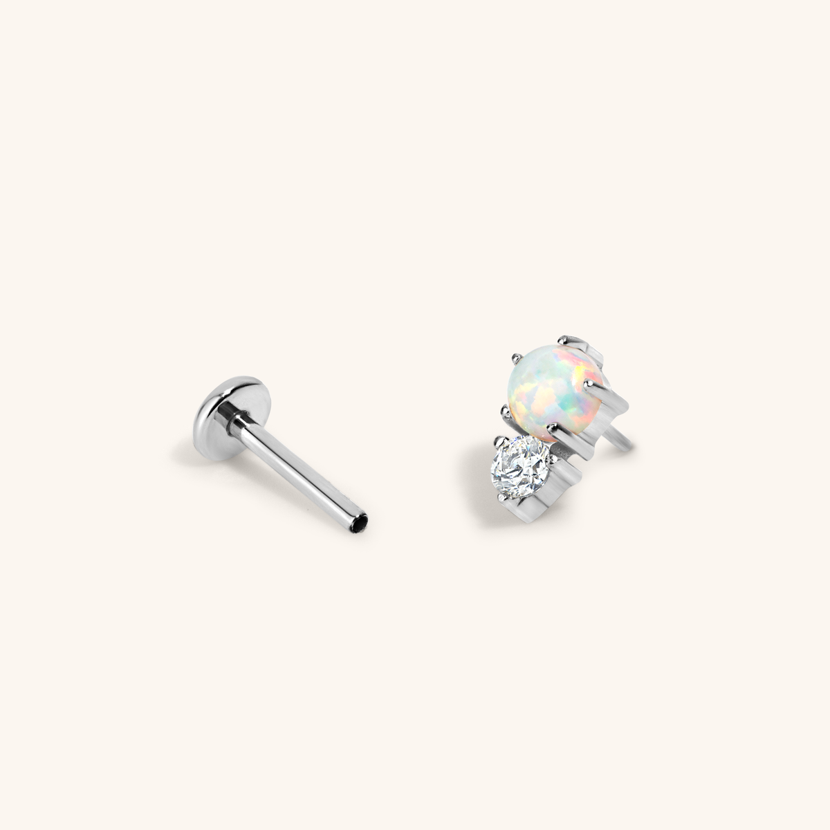 Wish and Hope Opal Push Pin Flat Back Earring (Titanium - Silver)