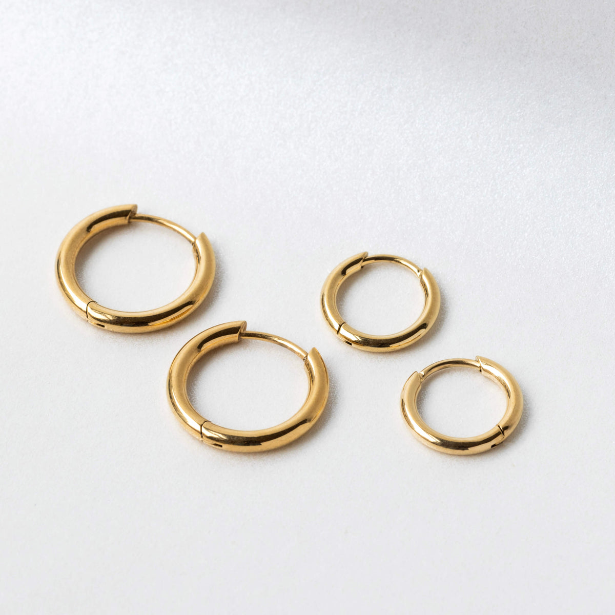 Classic Hoops, 15mm and Classic Huggie Hoops, 11mm