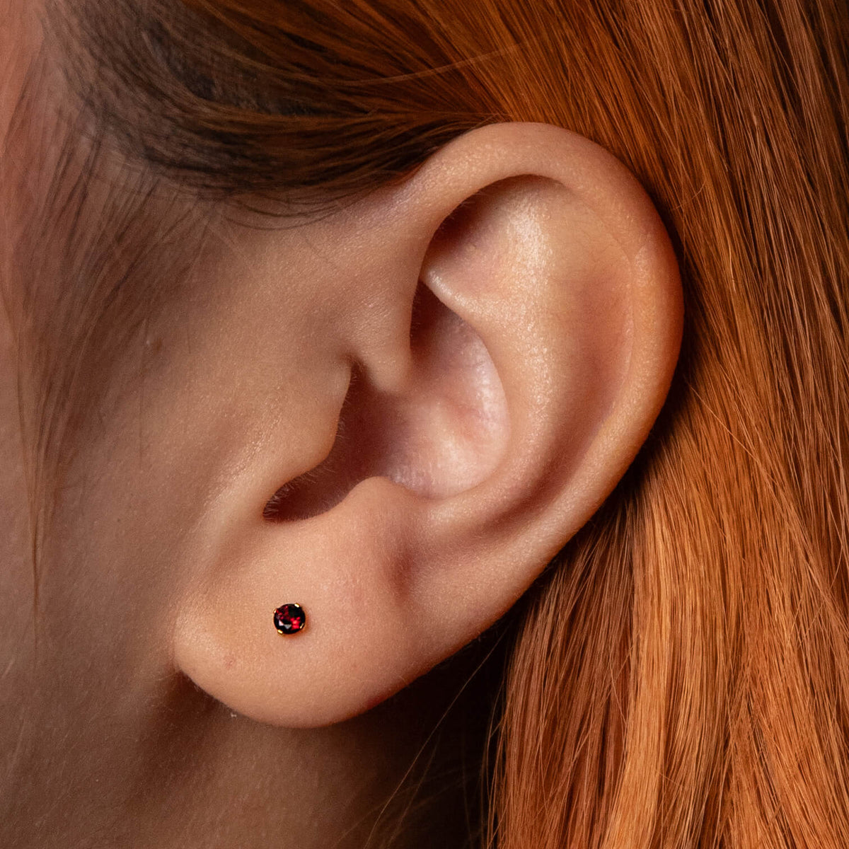 Garnet Nap Earrings (Gold) on model
