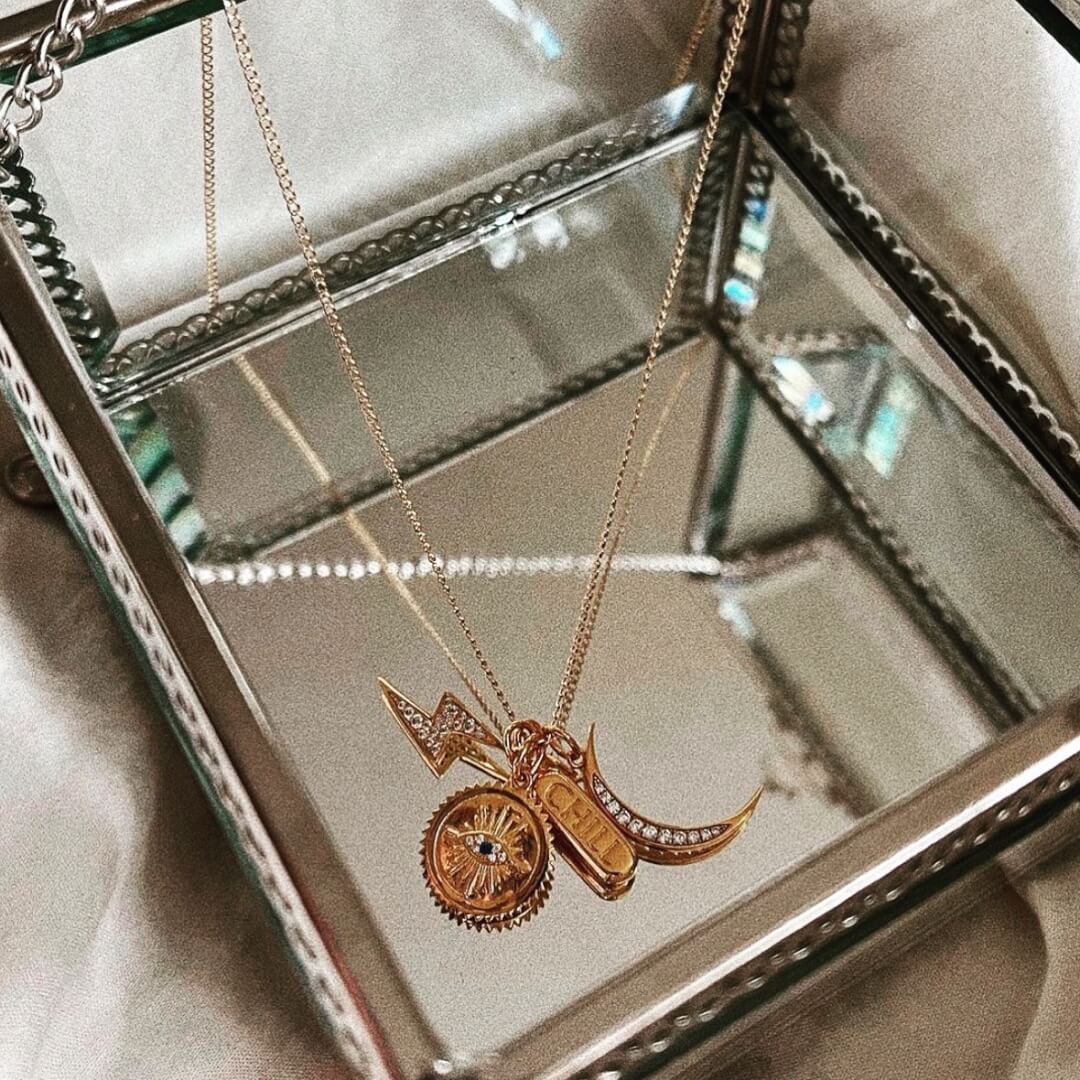 @whaddupbecks styling the Pave Lightning Charm Necklace