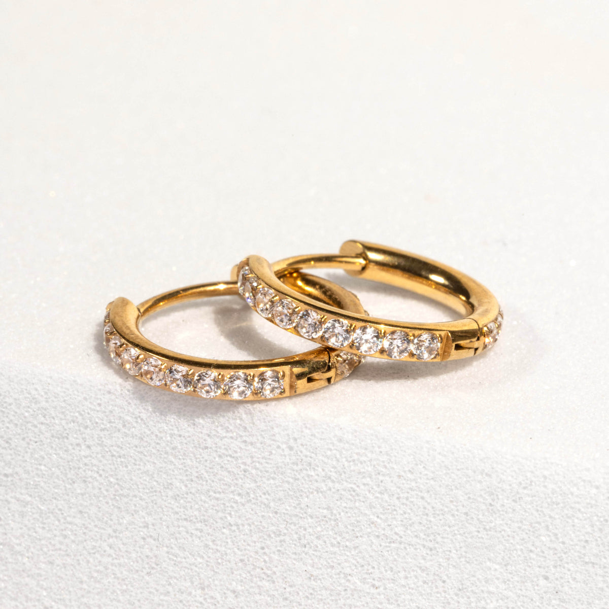 Pave Huggie Hoops, 11mm in Gold