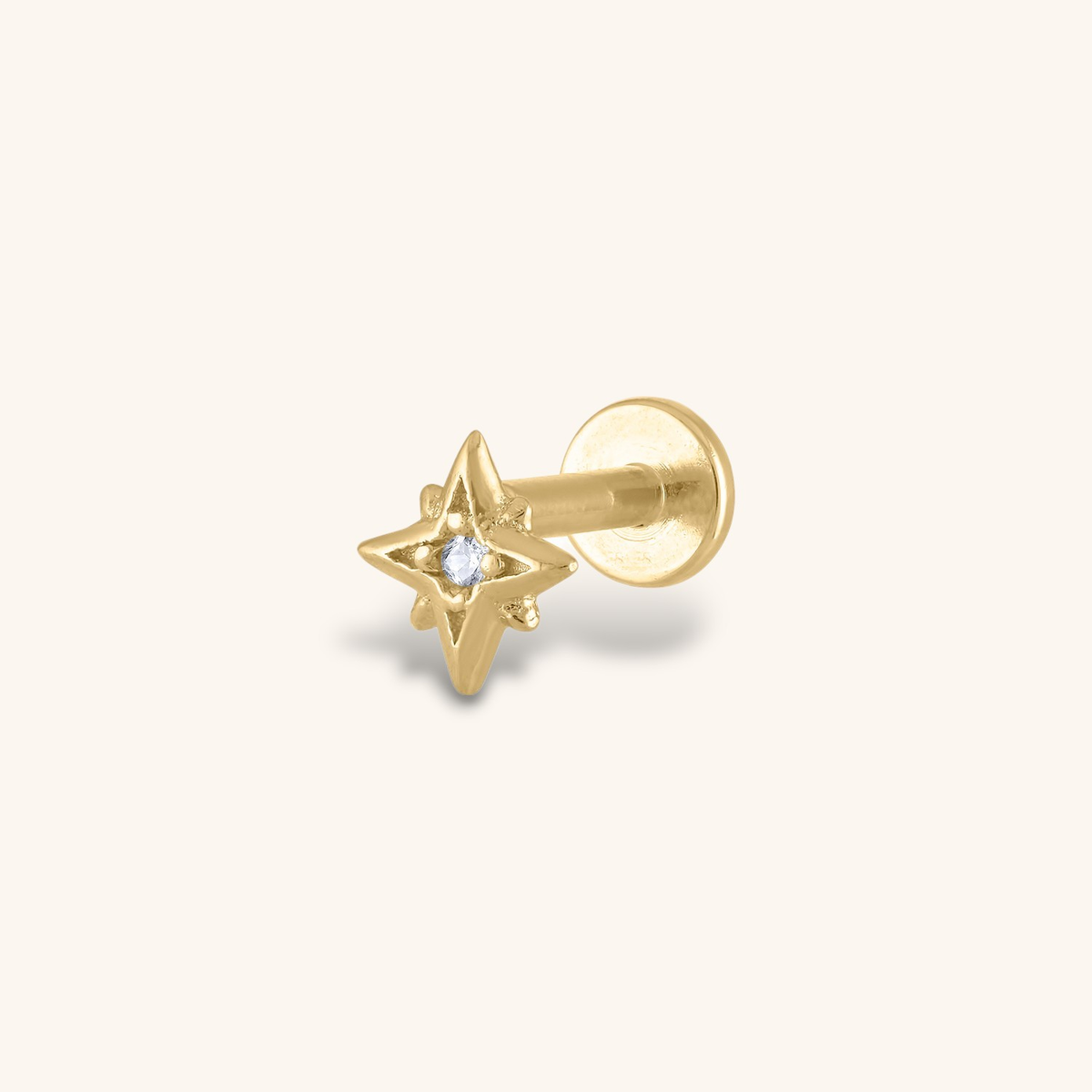 North Star Threaded Flat Back Earring (Titanium - Gold)
