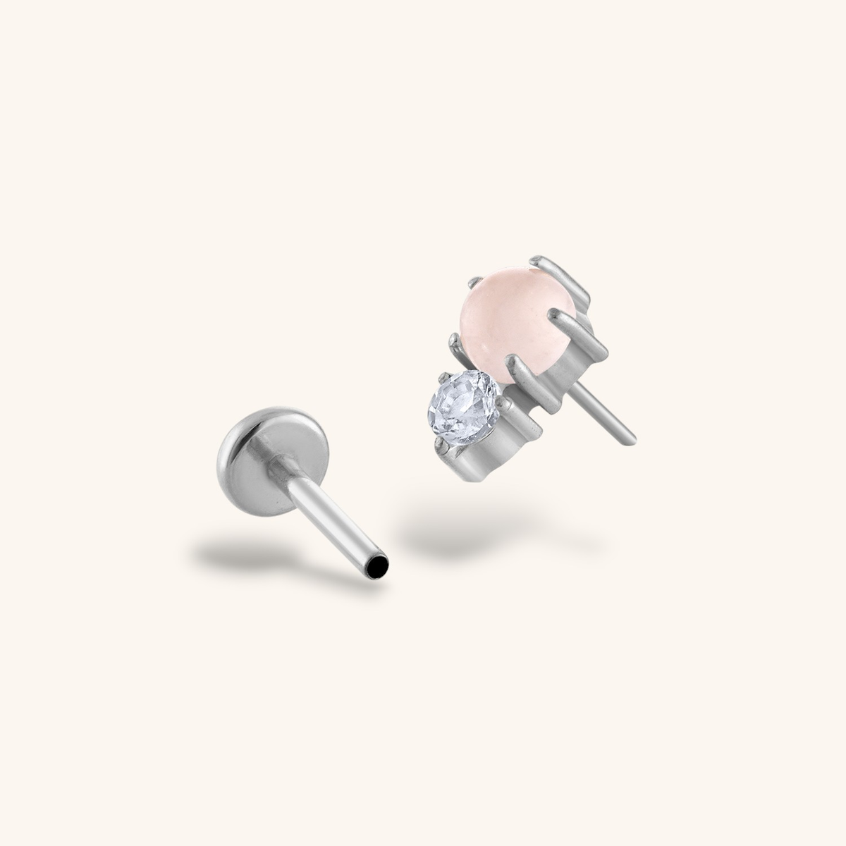 Pink Quartz and White Topaz Nap Earrings (Silver)