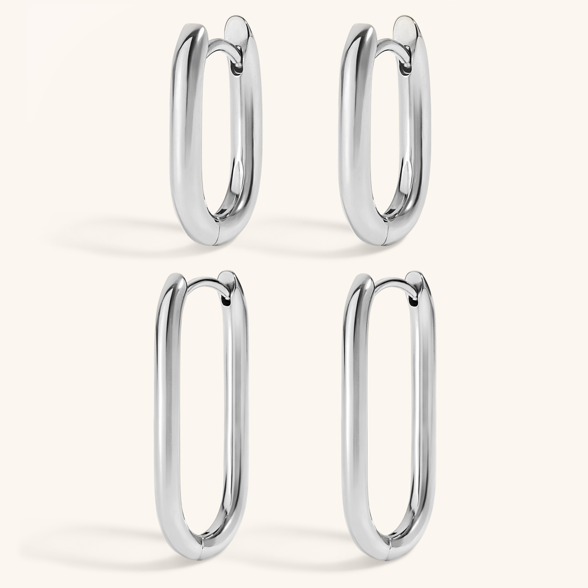 Signature Hoop Duo - Halo Oval Hoops 15mm and 23mm Silver