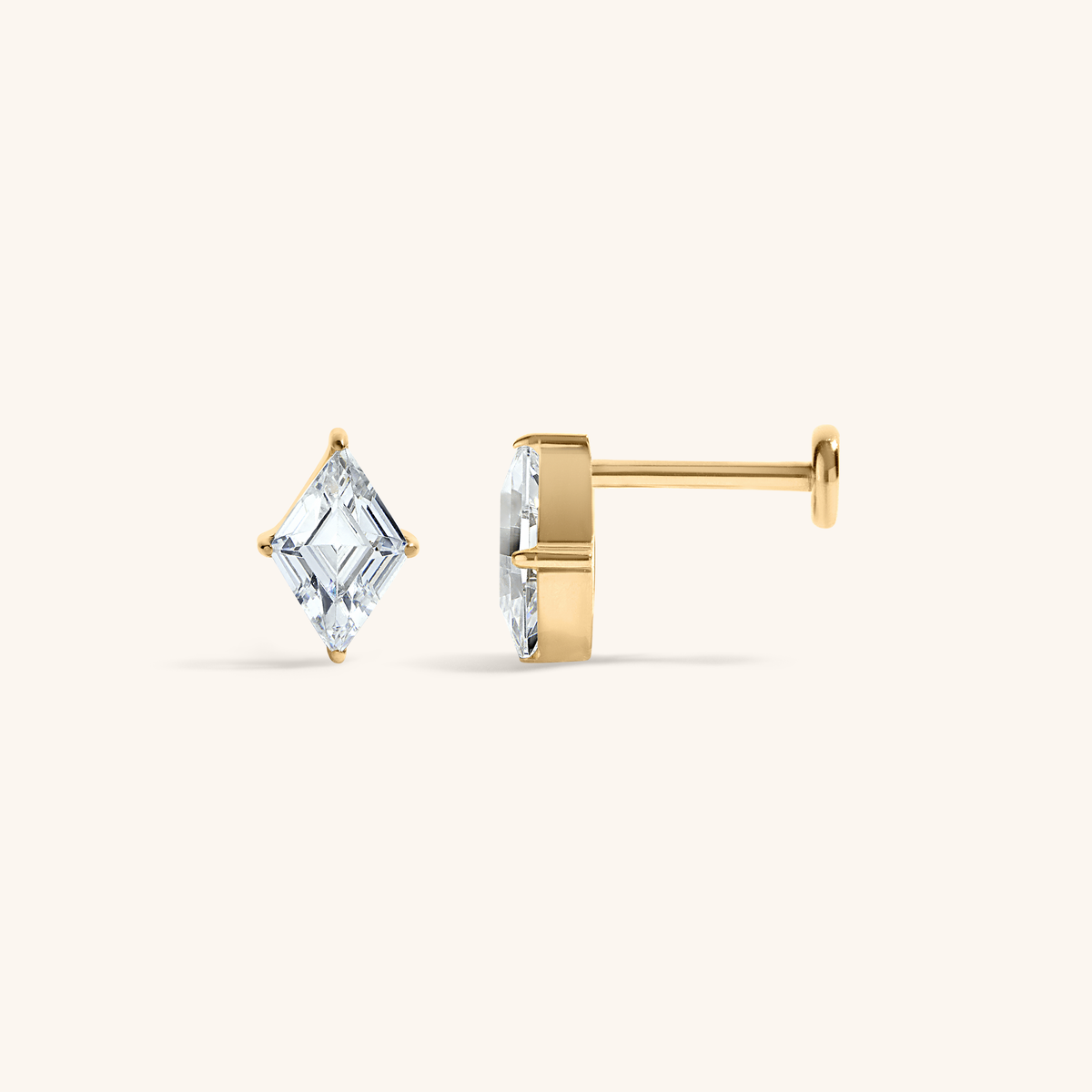 Celestial Crystal Lozenge Nap Earrings - Gold, Side
