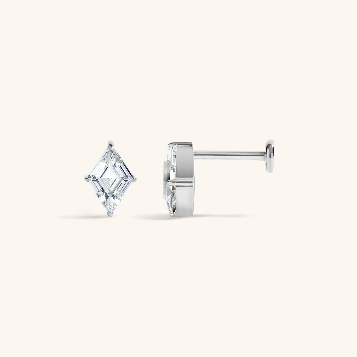Celestial Crystal Lozenge Nap Earrings - Silver, Side