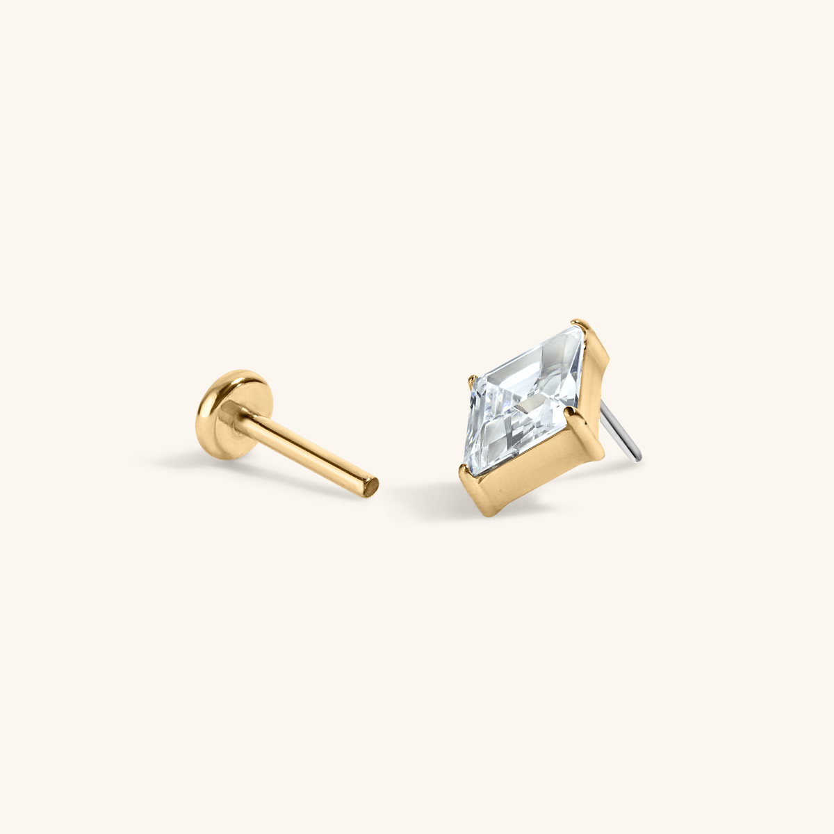 Celestial Crystal Lozenge Nap Earrings - Gold, Open
