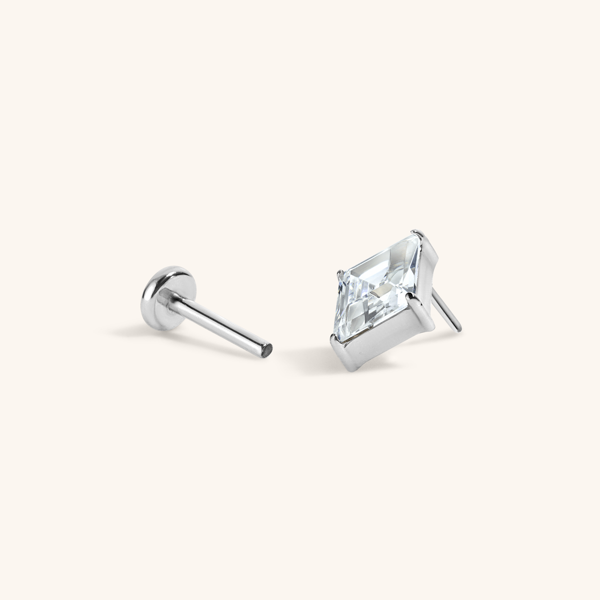 Celestial Crystal Lozenge Nap Earrings - Silver, Open
