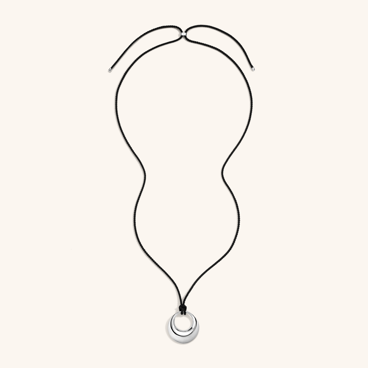 Equilibrium Cord Pendant, Medium in silver – full necklace view 1
