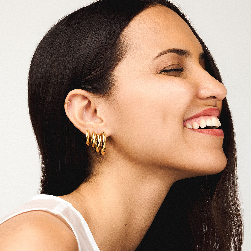 Classic Cartilage Hoop, Every Body Hoops, 18mm, 22mm, and 26mm in Gold on model