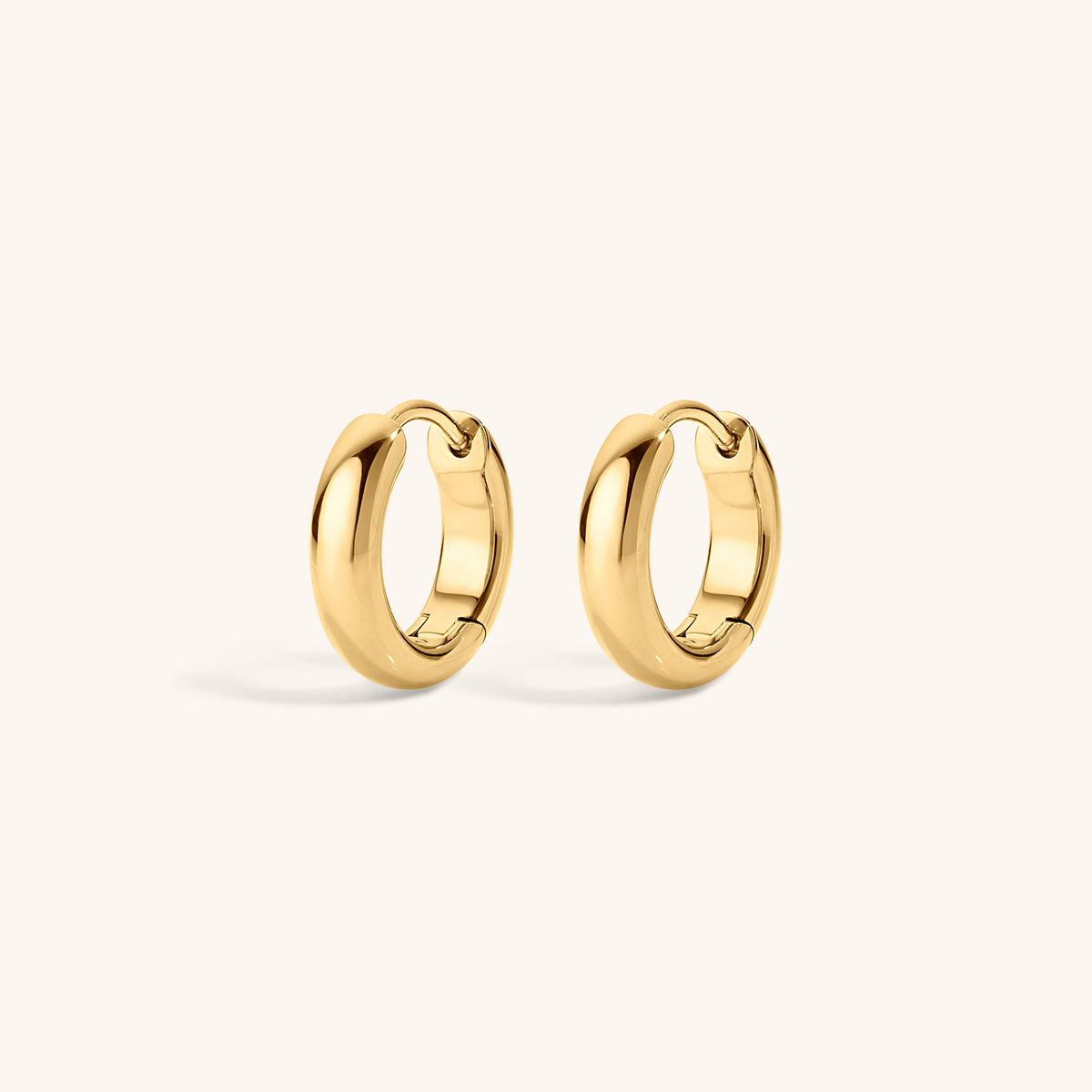 Bold Huggie Hoops, 12mm - Gold