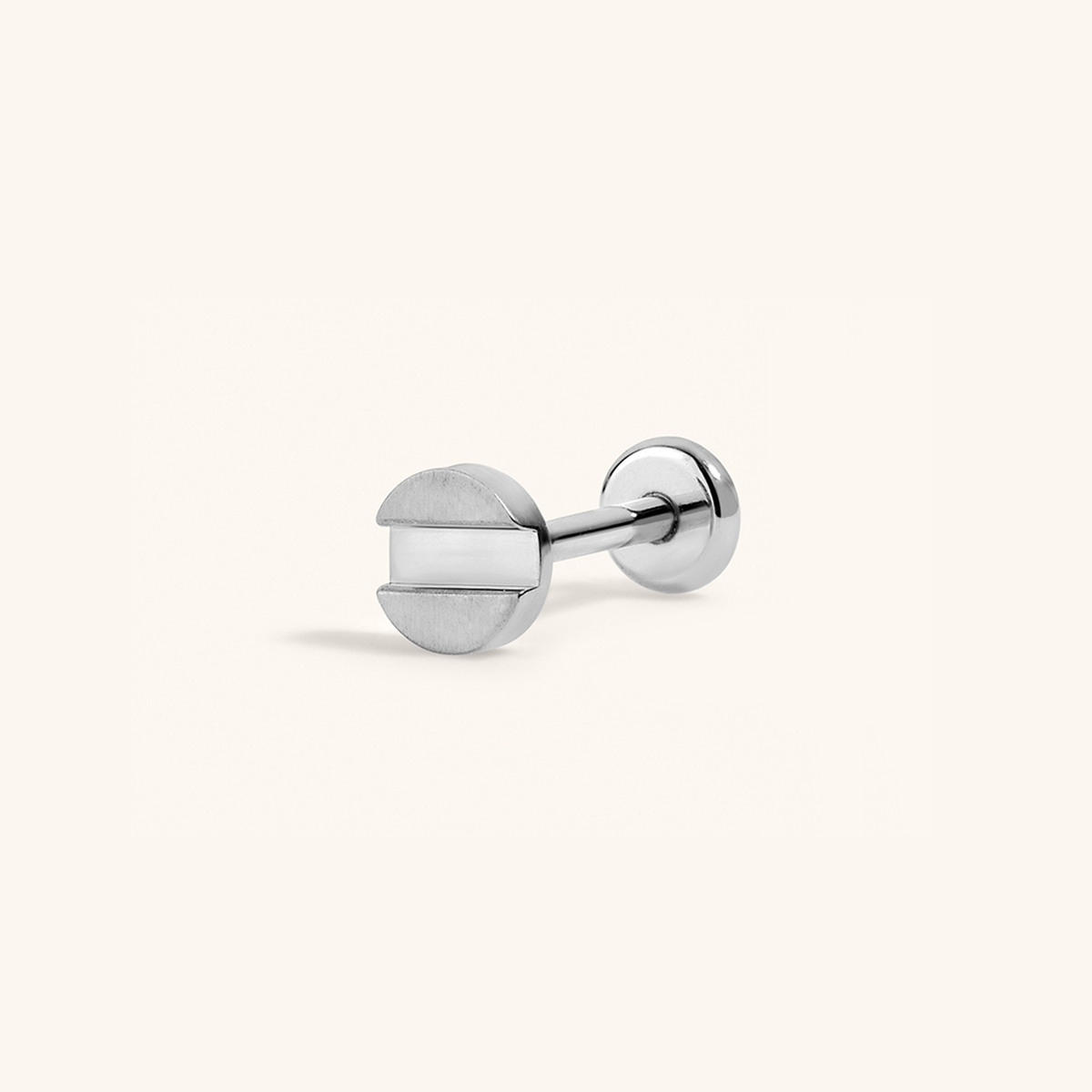 Bolt Push Pin Flat Back Earring (Titanium - Silver)