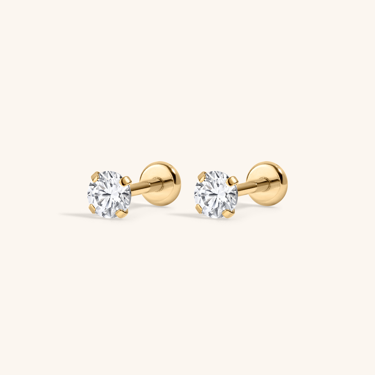 Celestial Crystal Solitaire Nap Earrings, 3mm - Gold