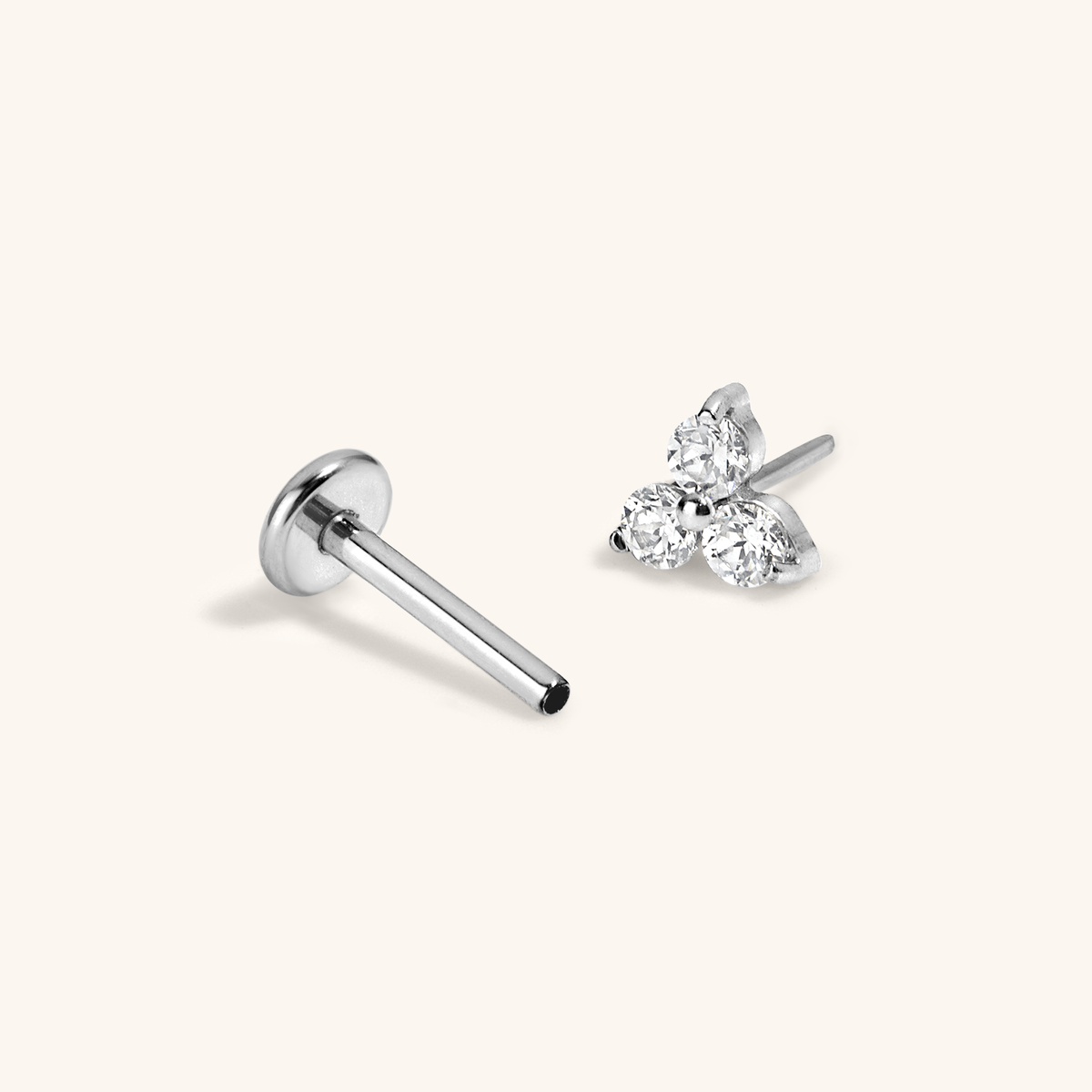Crystal Trinity Nap Earrings (Silver)