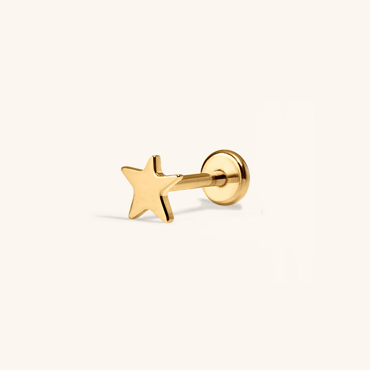 Star Push Pin Flat Back Earring (Titanium - Gold)
