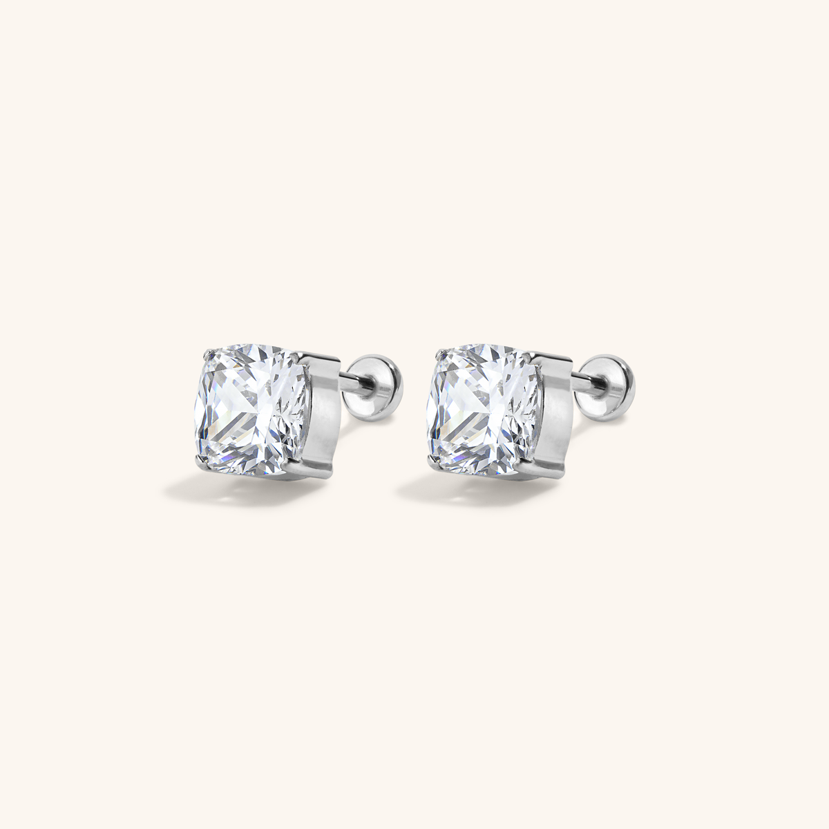 Celestial Crystal Cushion Nap Earrings - Silver