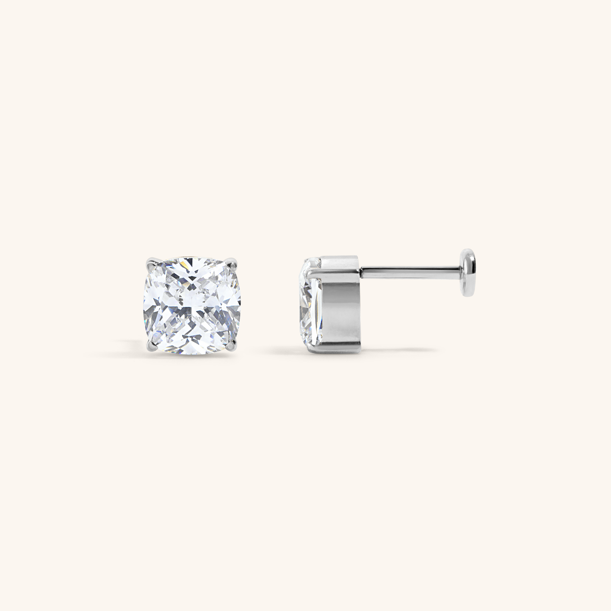 Celestial Crystal Cushion Nap Earrings - Silver