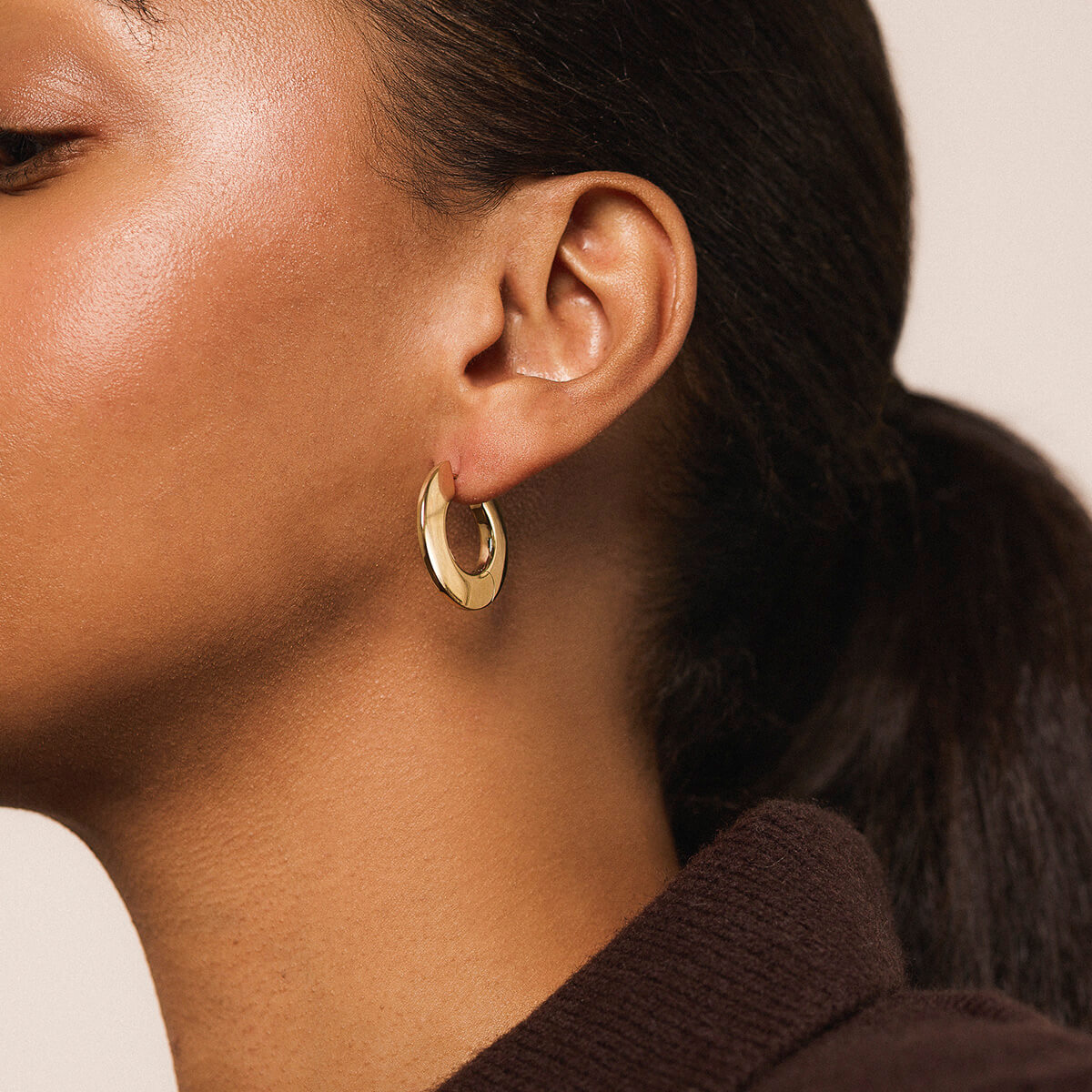 Disc Hoops - Gold - On Model