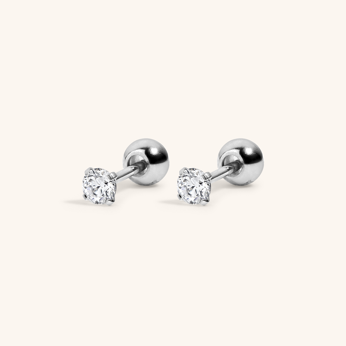 Celestial Crystal Solitaire Studs (Silver)