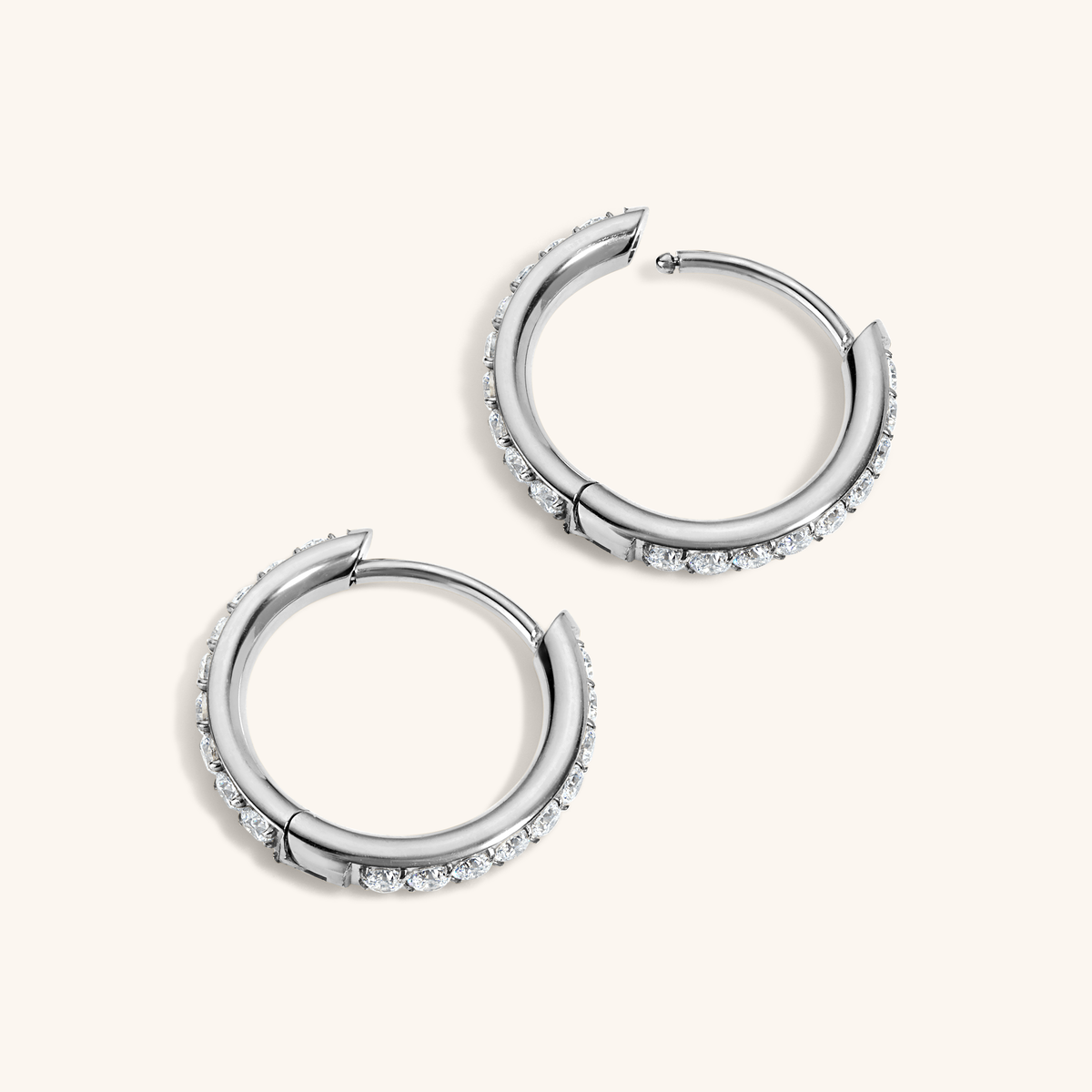 Pave Hoops, 14mm (Silver)
